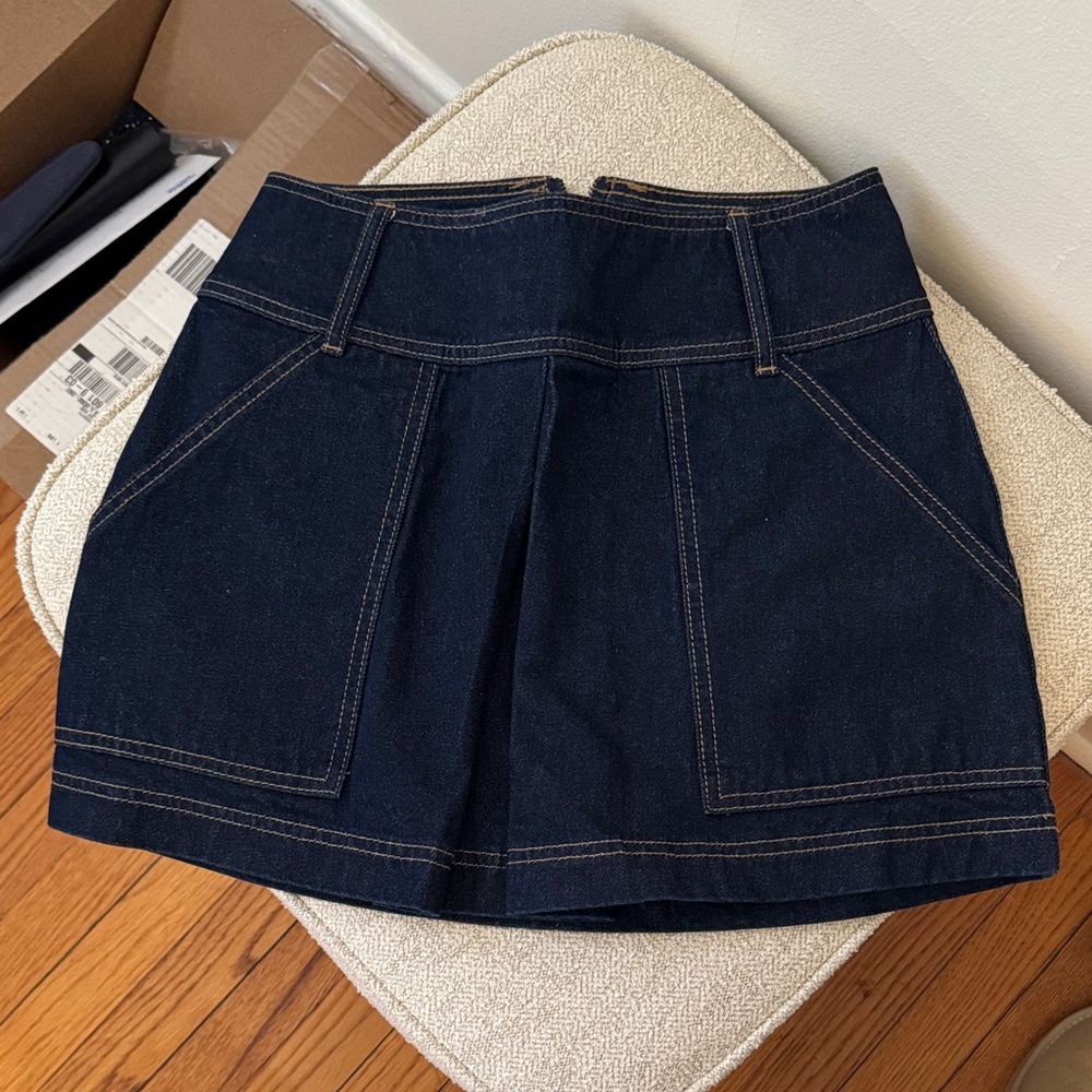 Shona Joy Dark Denim Pleated Mini Skirt
